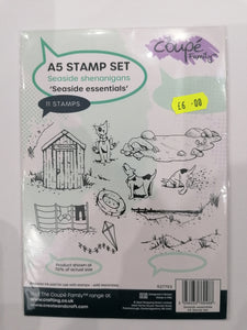 The coupe family A5 stamp set Seaside shenanigans Seaside essentials
