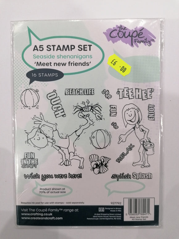 The coupe family A5 stamp set Seaside shenanigans Meet new friends