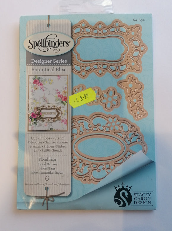 Spellbinders Designer series die Botanical bliss Floral tags