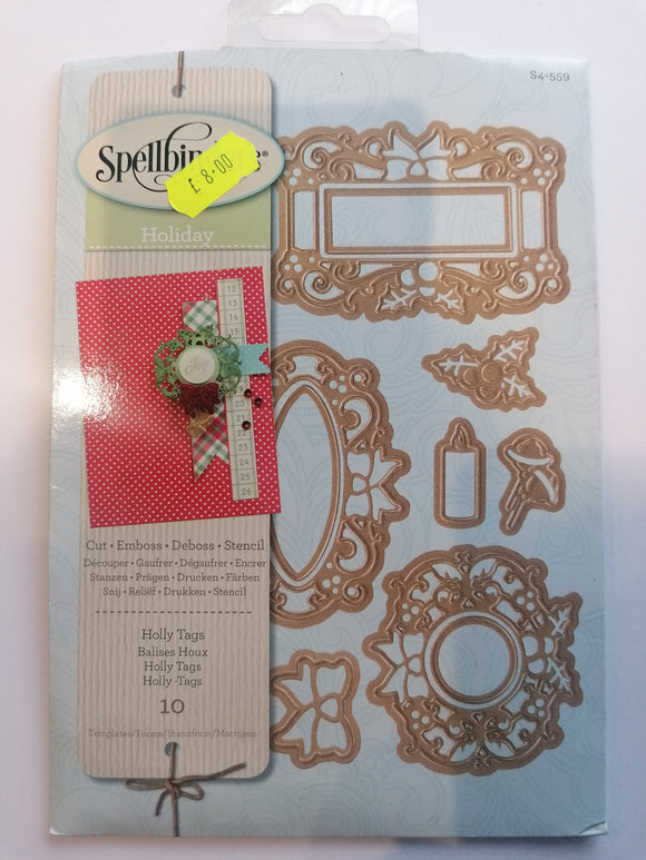 Spellbinders die Holiday Holly tags