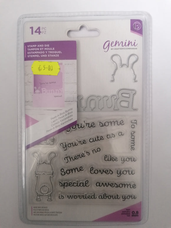 Gemini stamp & die set peek a boo bunny