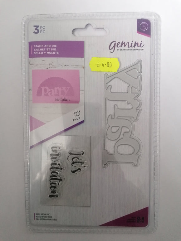 Gemini by crafters companion stamp & die Party