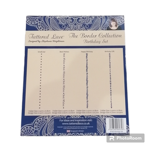 Tattered Lace embossing folders The border collection Birthday set