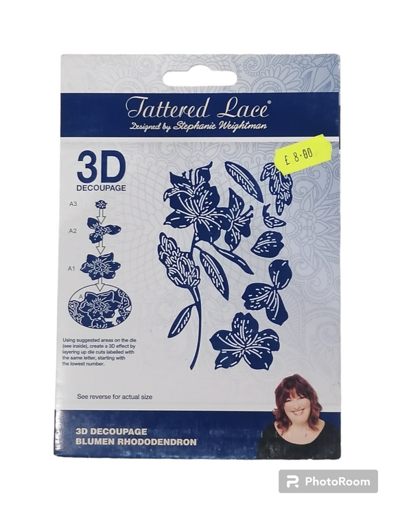 Tattered Lace die 3D decoupage Blumen Rhododendron