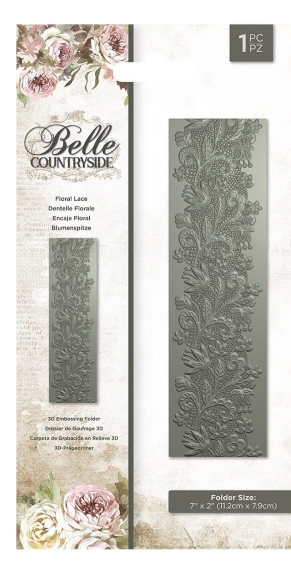 Crafters companion Belle countryside floral lace embossing folder