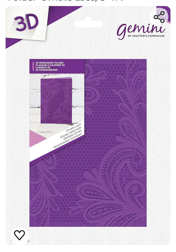 Gemini by crafters companion 3D embossing folder Ornate lace