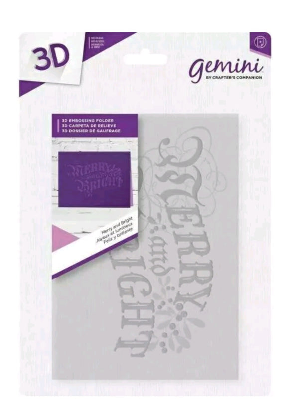 Gemini by crafters companion 3D embossing folder Merry and Bright