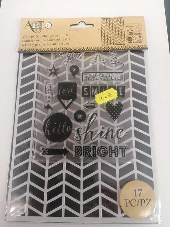 ART-C STAMP AND ADHESIVE STENCIL SET