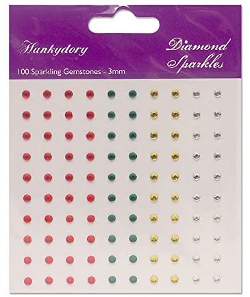 Hunkydory Diamond Sparkles 100 3mm Festive Gemstones Self-Adhesive Rhinestones