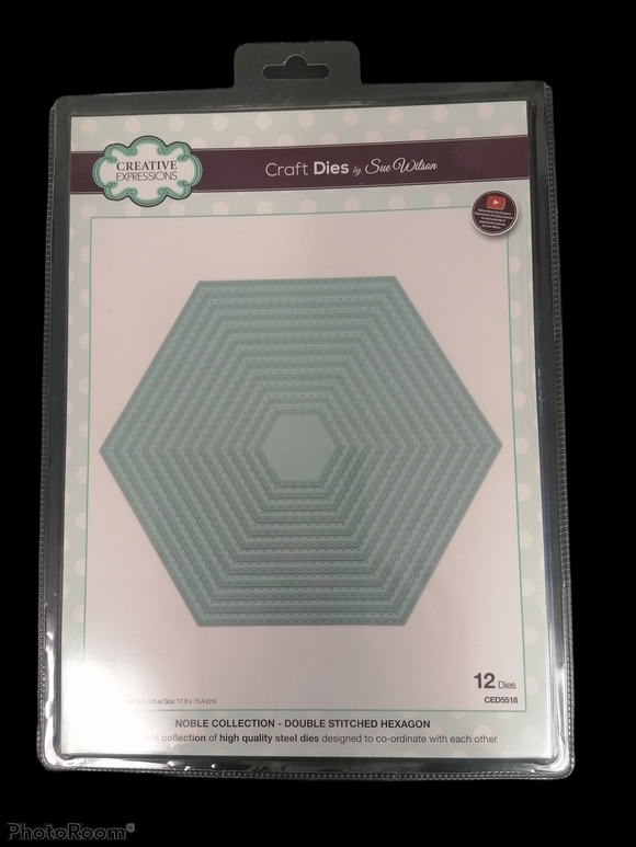 Creative expressions die double stitched hexagon