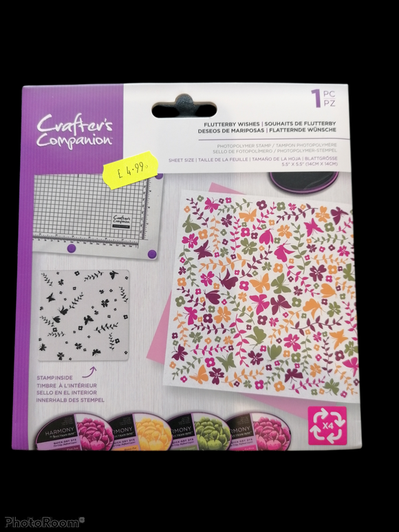 Crafters companion rotation stamp Flutterbye Wishes