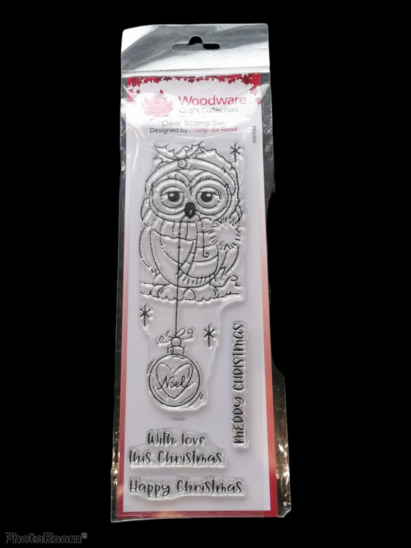 Woodware craft collection clear stamp Bauble owl