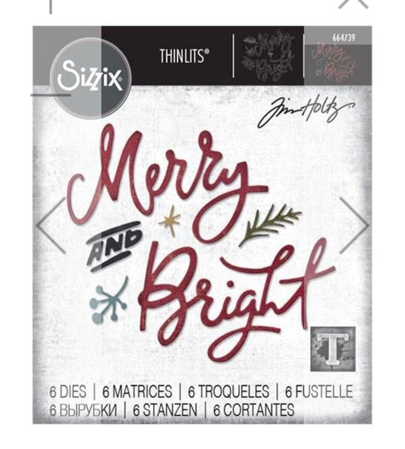 SIZZIX THINLITS DIE SET MERRY & BRIGHT BY TIM HOLTZ | SET OF 6