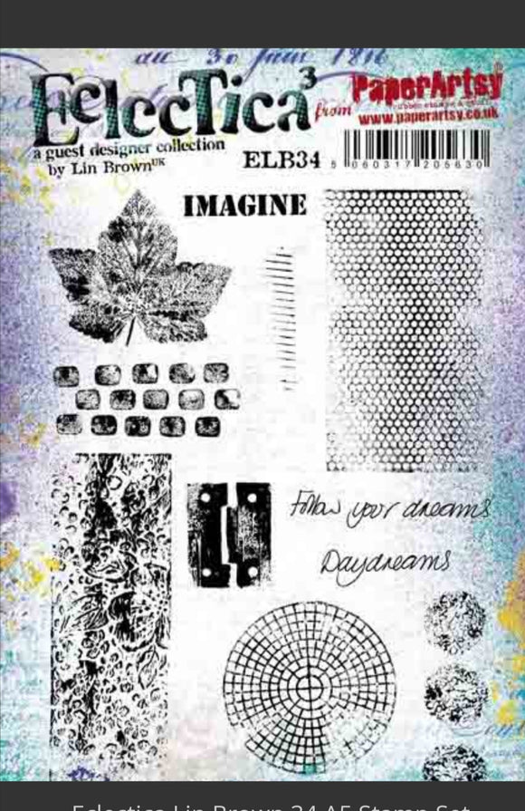PaperArtsy mixed media Eclectica Lin Brown 34 A5 Stamp Set (ELB34)