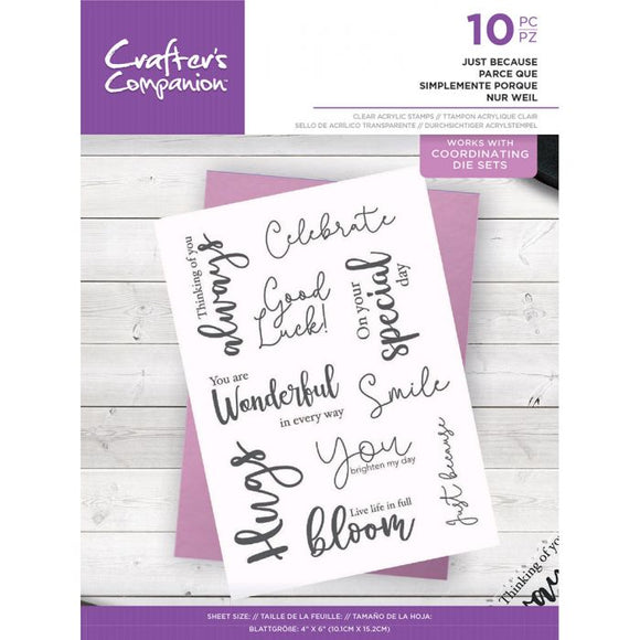 Crafters companion stamp JUST BECAUSE