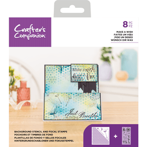 Crafters companion background stencil & focal stamp MAKE A WISH