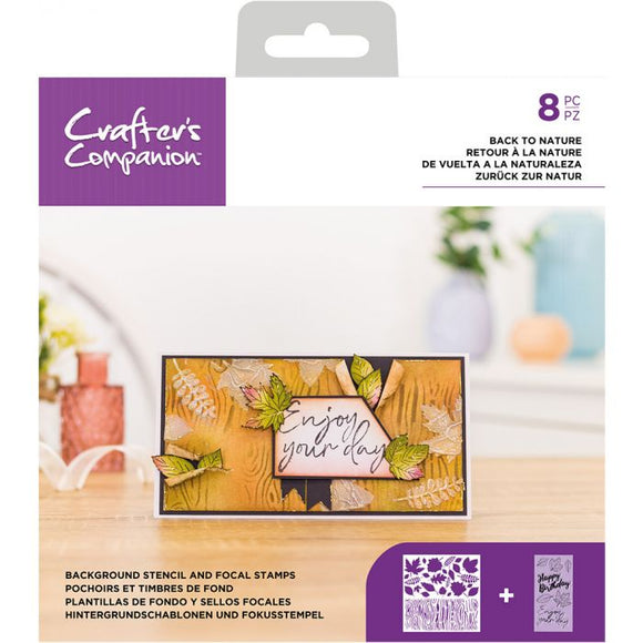 Crafters companion background stencil and focal stamp BACK TO NATURE