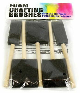 Wooden Handled Foam Crafting Brushes 5 Sponge Paint And Glue Applicators