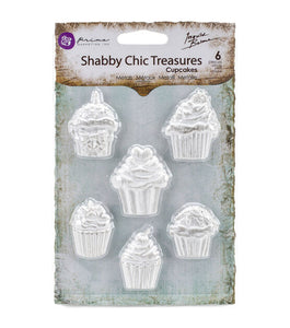 Prima Marketing Shabby Chic Treasures Resin Embellishments - Cupcakes 6pcs