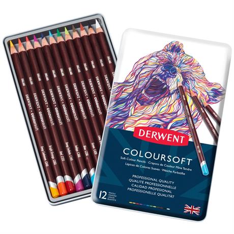 Derwent - Coloursoft Artist's Drawing Pencil - Set of 12 in Pencil Tin