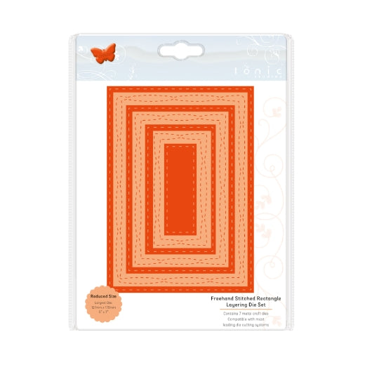 Tonic Studios - Essentials Stitched Layering Die - Freehand Stitches Rectangle - 2377E