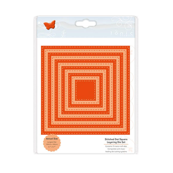 Tonic Studios - Stitched Layering Die Set - Stitched Dot Square - 2380e