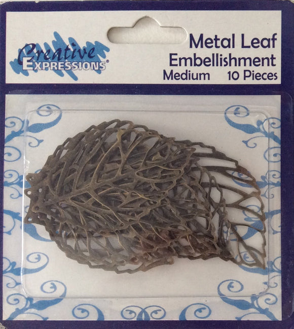 Creative Expressions Metal Leaf Embellishments 10 Pieces