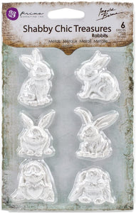 Prima Marketing Shabby Chic Treasures Resin Embellishments - Rabbits 6pcs